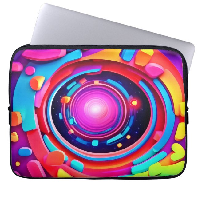 Cosmic Vortex: A Neon Odyssey Laptop Sleeve (Front)