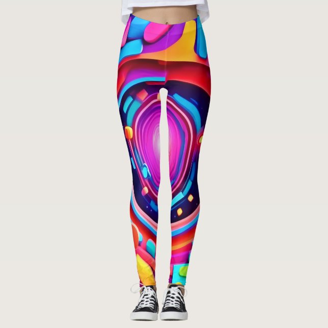 Cosmic Vortex: A Neon Odyssey Leggings (Front)