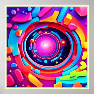 Cosmic Vortex: A Neon Odyssey Poster