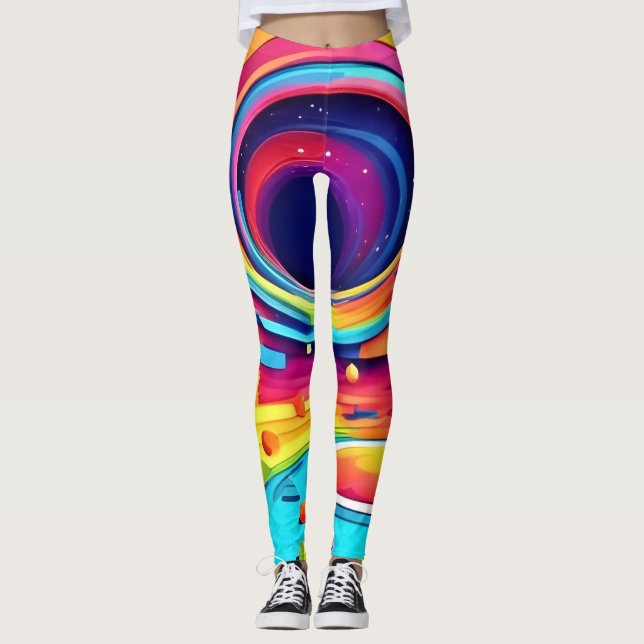 Cosmic Vortex in A Vibrant Journey Leggings (Front)