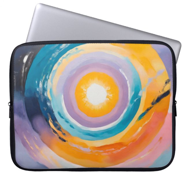 Cosmic Vortex: Solar Embrace Laptop Sleeve (Front)