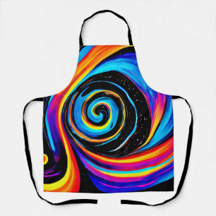 Cosmic Vortex Swirl in Neon Hues Apron