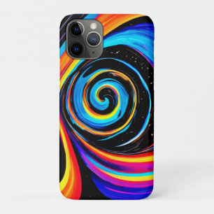 Cosmic Vortex Swirl in Neon Hues iPhone 11 Pro Case