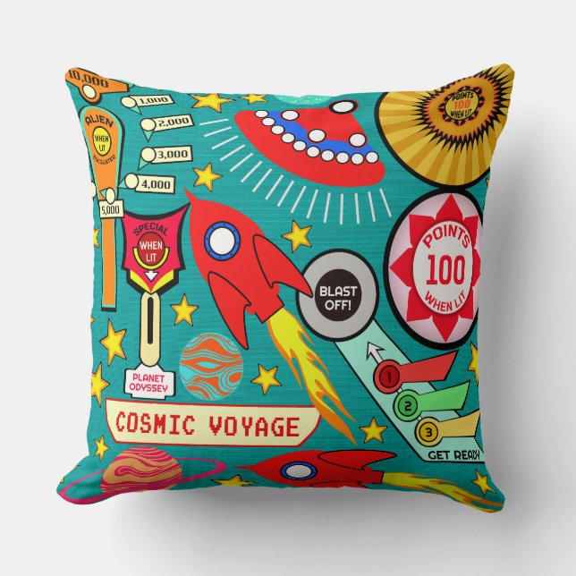 Cosmic Voyage Pinball Cushion (Front)
