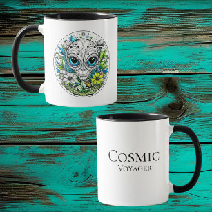 Cosmic Voyager   Alien Extraterrestrial Floral Mug