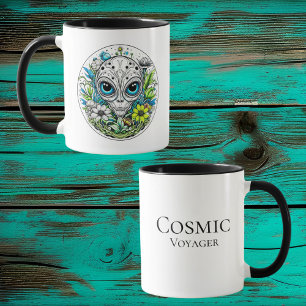 Cosmic Voyager   Alien Extraterrestrial Floral Mug