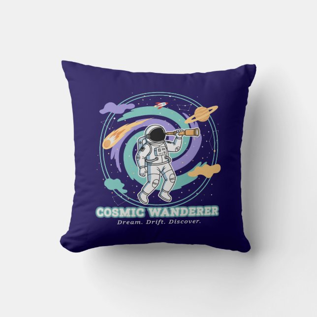 Cosmic Wanderer Astronaut Telescop Cushion (Front)