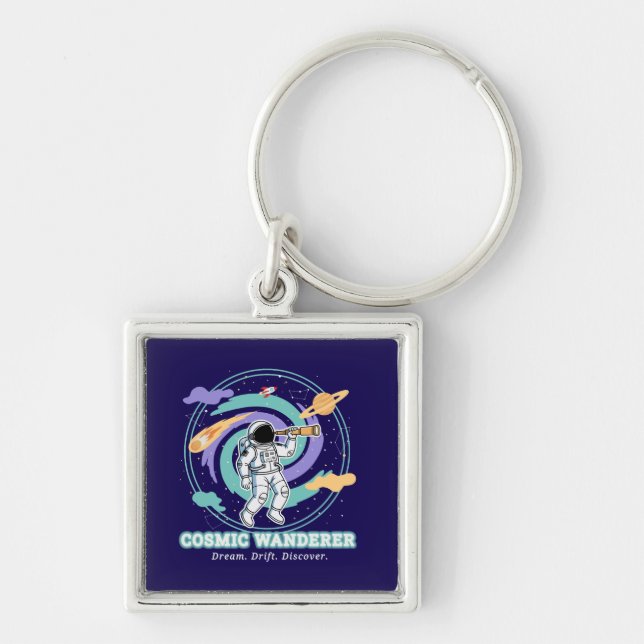 Cosmic Wanderer Astronaut Telescop Key Ring (Front)