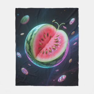 Cosmic Watermelon Slice Fleece Blanket