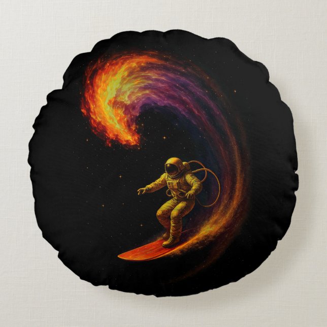 Cosmic Wave Rider Round Cushion (Front)