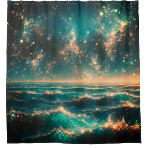 “Cosmic Waves: Ocean’s Infinity” Shower Curtain