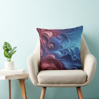 Cosmic Waves Red And Blue Cushion