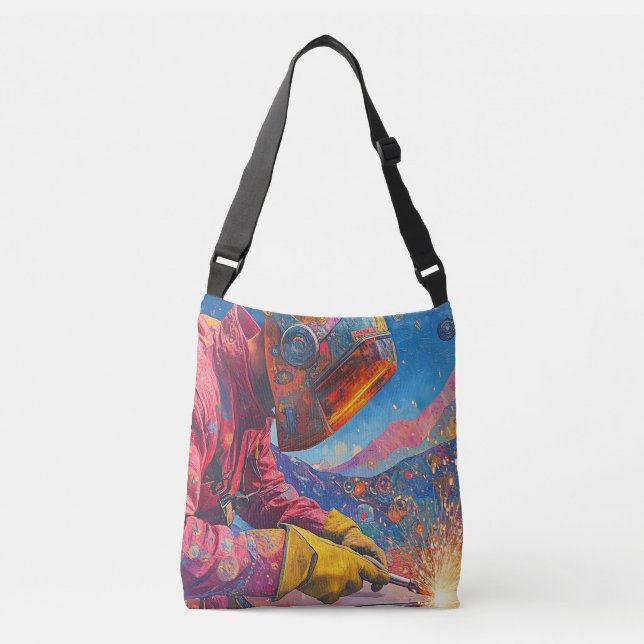 Cosmic Welder - Abstract Welding Art Print Crossbody Bag (Front)