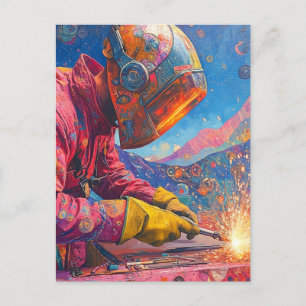 Cosmic Welder - Abstract Welding Art Print Postcard
