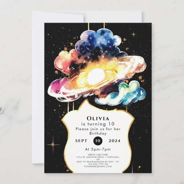 Cosmic Whimsy Space Birthday Invitation (Front)