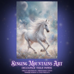 Cosmic White Horse Artistic Craft Decoupage Tissue Paper