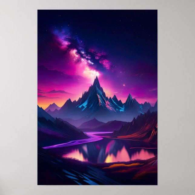 Cosmic Wilderness, Starry Night in the Valley Poster (Front)