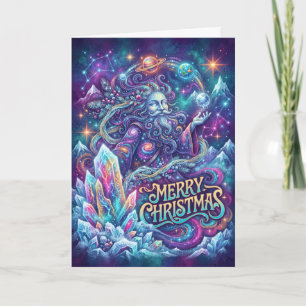 Cosmic Winter Wizard Merry Christmas Card