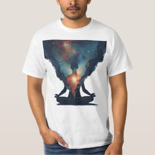 Cosmic Within – Meditating Figure with Galaxy Hear T-Shirt