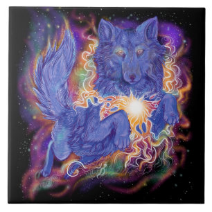 Cosmic Wolf Ceramic Tile