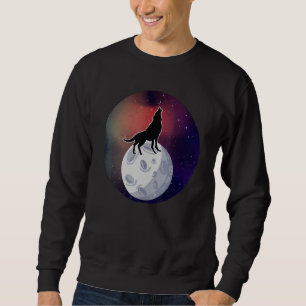 Cosmic Wolf Howling Moon Space Arctic Wolves Water Sweatshirt