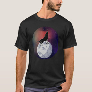Cosmic Wolf Howling Moon Space Arctic Wolves Water T-Shirt