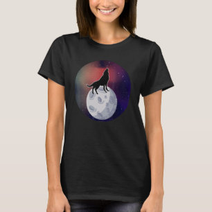 Cosmic Wolf Howling Moon Space Arctic Wolves Water T-Shirt
