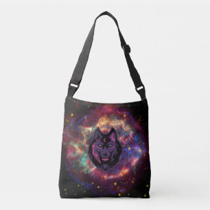 Cosmic Wolf Nebula Spirit Crossbody Bag