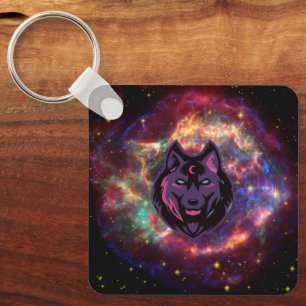 Cosmic Wolf, Purple Celestial Spirit Key Ring