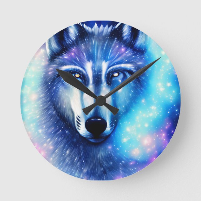 Cosmic Wolf  Round Clock (Front)