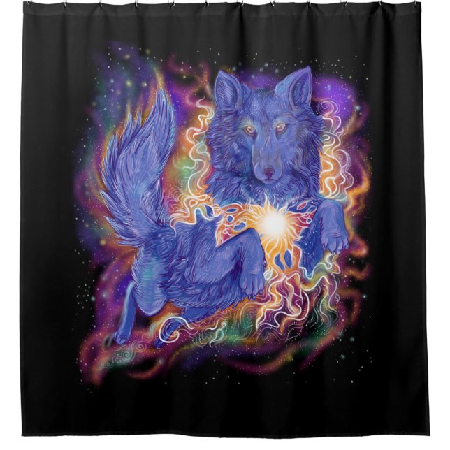 Cosmic Wolf Shower Curtain (Front)