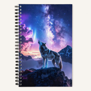 Cosmic Wolf Spiral Notebook
