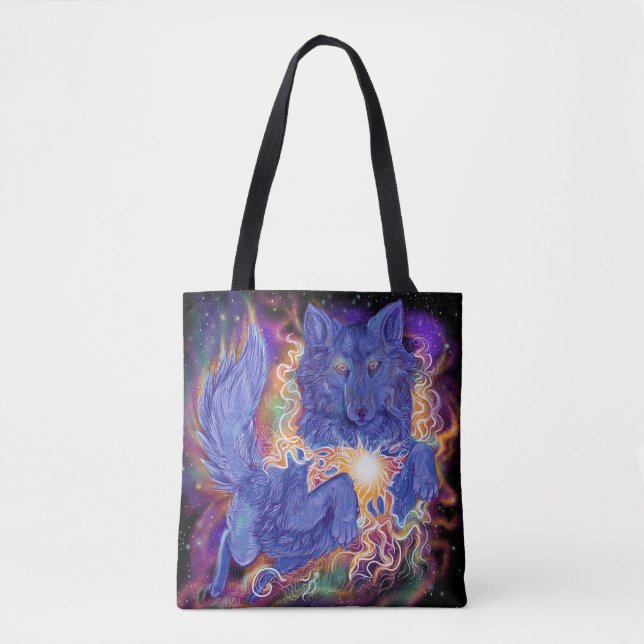 Cosmic Wolf Tote Bag (Front)