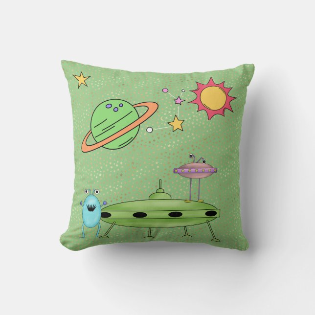 Cosmic World Aliens and UFO   Cushion (Front)