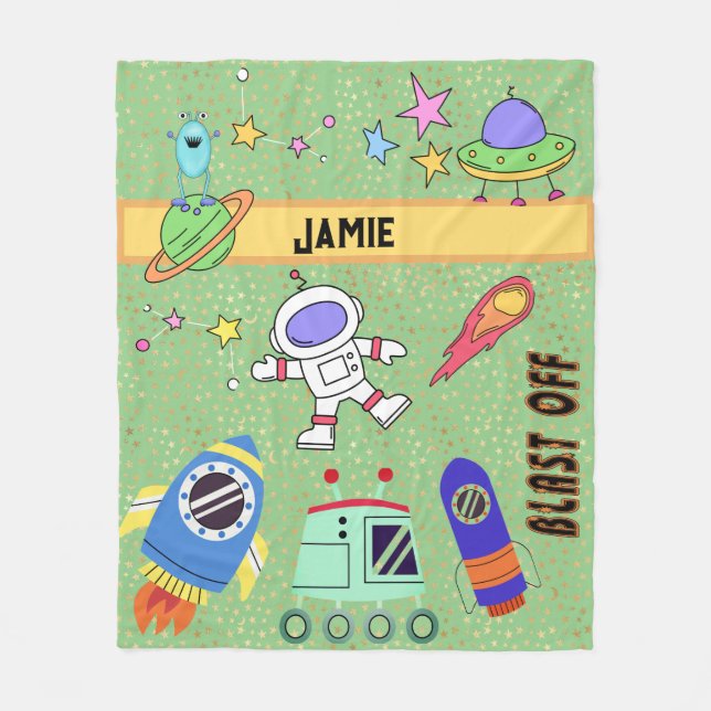 Cosmic World Personalised Fleece Blanket (Front)