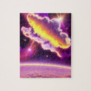 Cosmic Yellow Purple Cloud Zap Space Atmosphere Jigsaw Puzzle