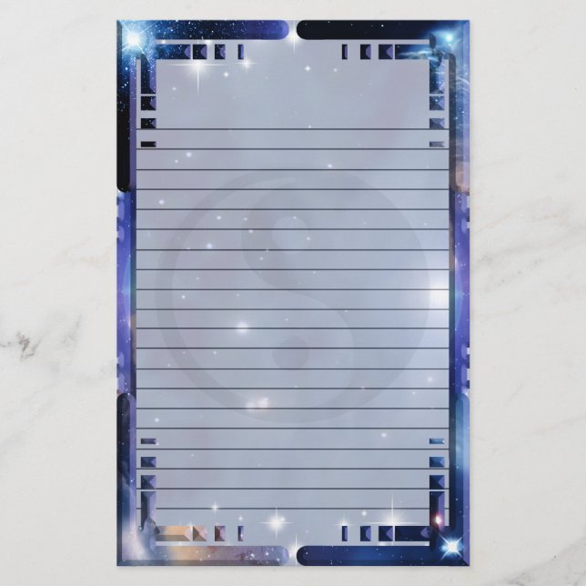 Cosmic Yin Yang Lined Stationery (Front)