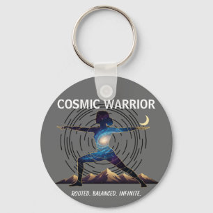 Cosmic Yoga Warrior Galaxy Body Pose Key Ring