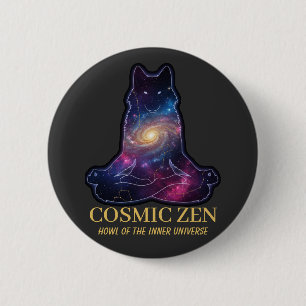 Cosmic Zen Wolf – Meditating Galaxy Spirit Animal  6 Cm Round Badge