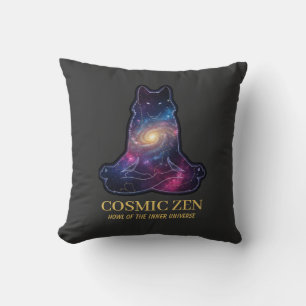 Cosmic Zen Wolf   Meditating Galaxy Spirit Animal  Cushion