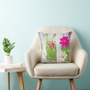 Cosmo Flower Garden With Fence Cushion