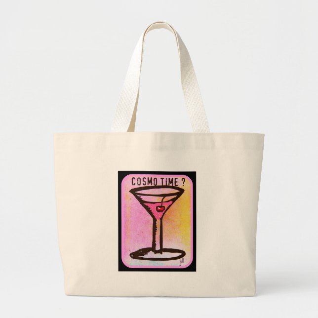 COSMO TIME PINK MARTINI PRINT LARGE TOTE BAG (Front)