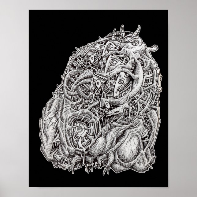 Cosmographic head, by Brian Benson, black Poster (Front)