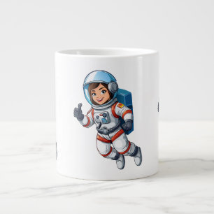Cosmonaut floating in space large coffee mug