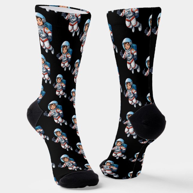 Cosmonaut floating in space socks (Angled)