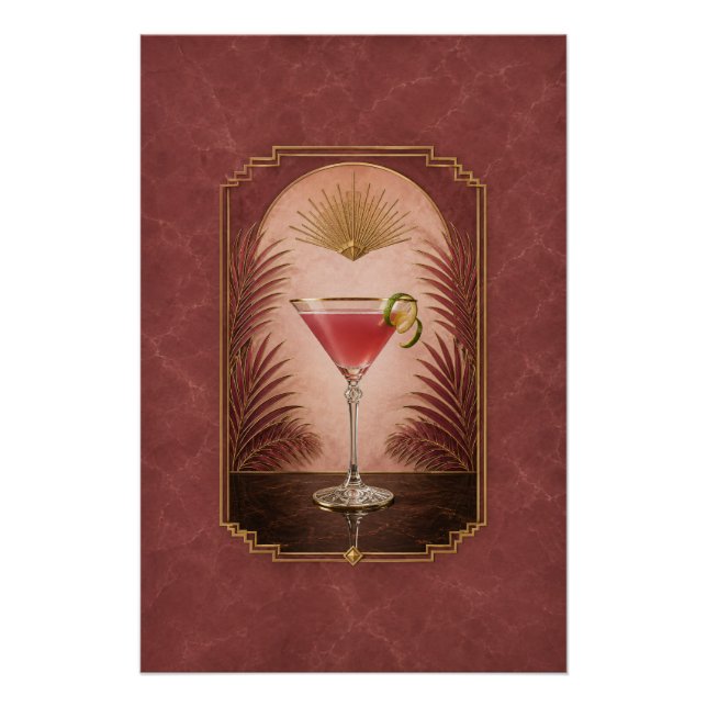 Cosmopolitan Art Deco Poster | Bar Art (Front)