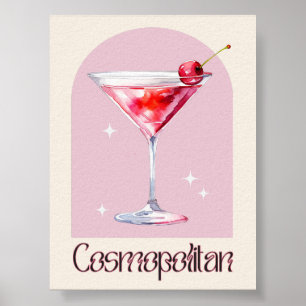Cosmopolitan Art Print Bar Decor Cocktail Poster