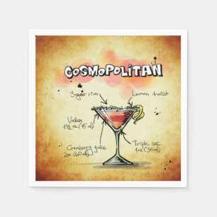 Cosmopolitan Bartender Drink Recipe Napkin