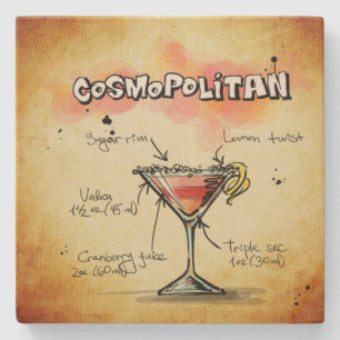 Cosmopolitan Bartender Drink Recipe Stone Coaster