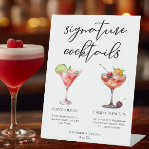 Cosmopolitan Cherry French 75 Cocktails Menu Pedestal Sign